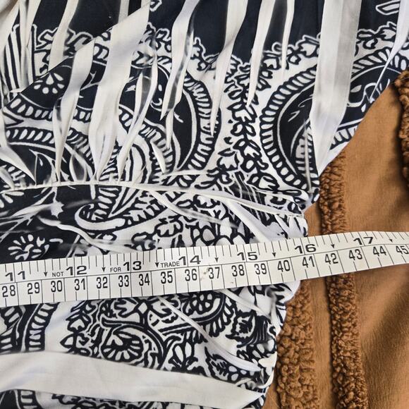 Contempo Womens Vintage 90s Boho Babydoll Side Ruched Paisley Going Out Top M - Picture 8 of 9